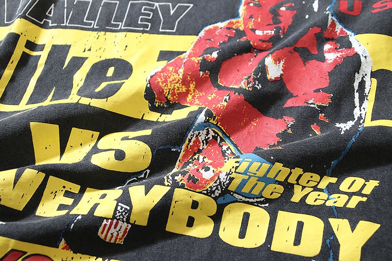 VALE USA Washed Black Boxing Graphic T-Shirt ¡ª detail