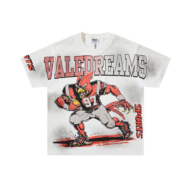 VALE USA Washed White Rhinestone Graphic T-Shirt ¡ª hero
