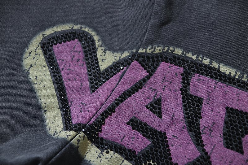 VALE USA Washed Black Rhinestone Graphic T-Shirt ¡ª detail