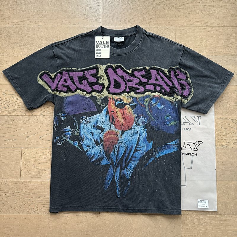 VALE USA Washed Black Rhinestone Graphic T-Shirt ¡ª context