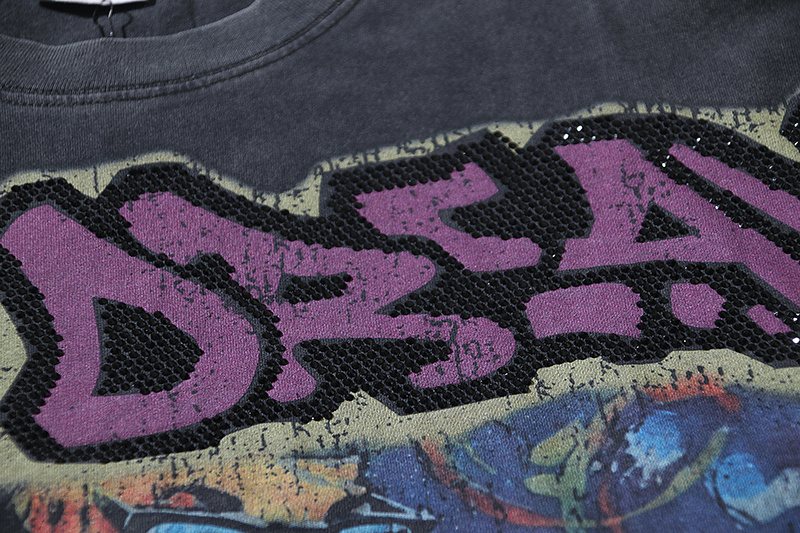 VALE USA Washed Black Rhinestone Graphic T-Shirt ¡ª detail