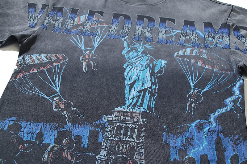 VALE USA Washed Black Graphic T-Shirt ¡ª detail