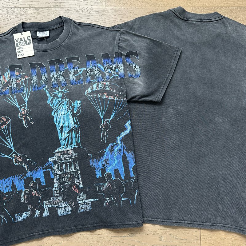 VALE USA Washed Black Graphic T-Shirt ¡ª context