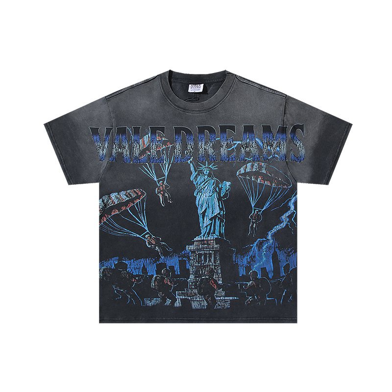 VALE USA Washed Black Graphic T-Shirt ¡ª front