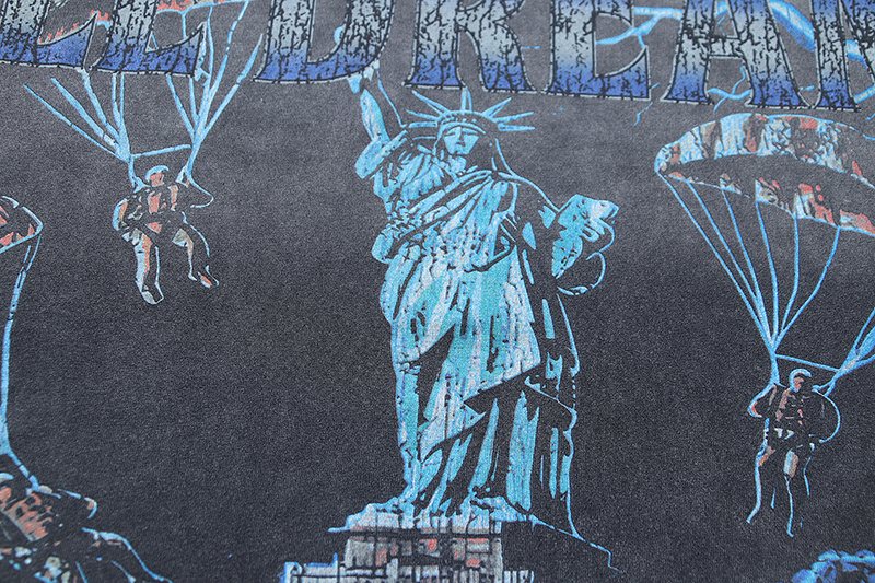 VALE USA Washed Black Graphic T-Shirt ¡ª detail
