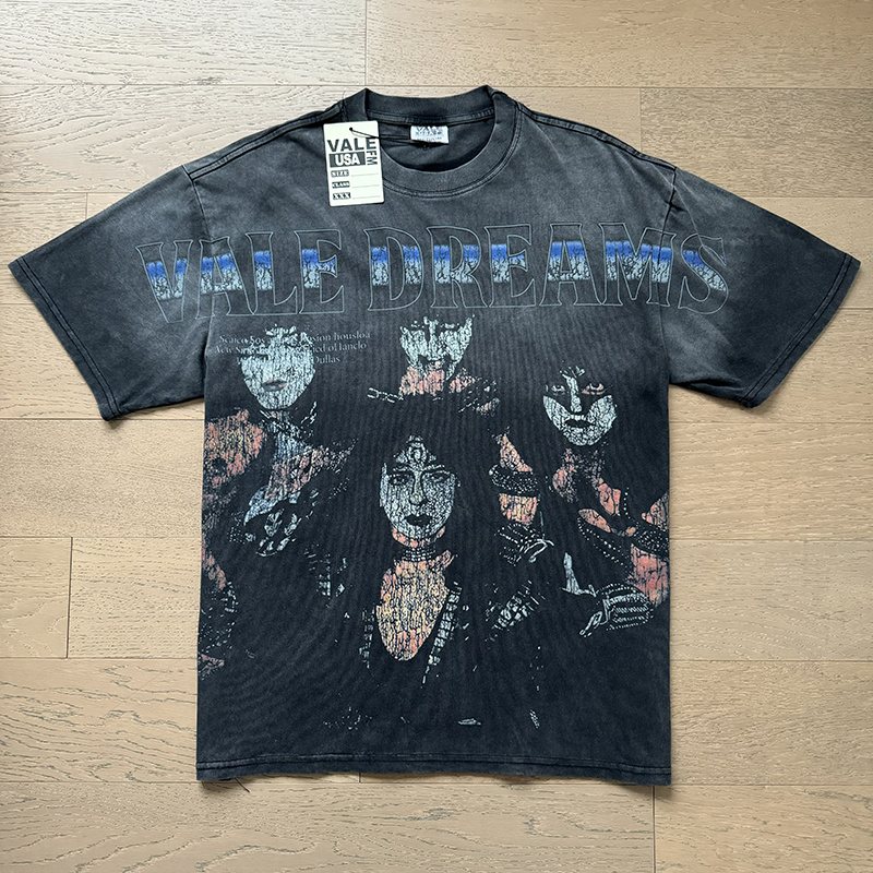 VALE USA Washed Black Graphic T-Shirt ¡ª front