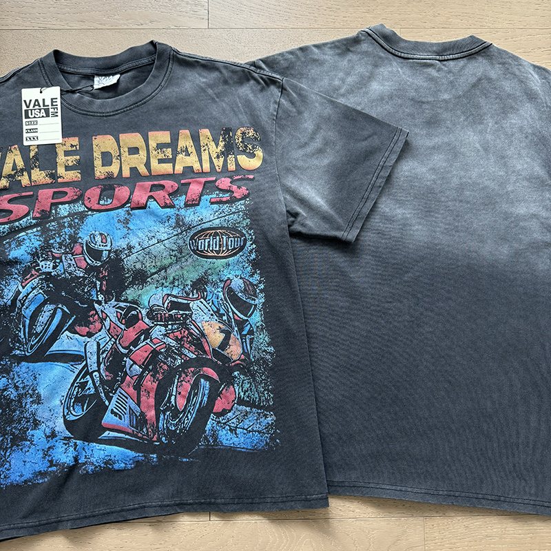 VALE USA Motorcycle Graphic Washed T-Shirt ¡ª context