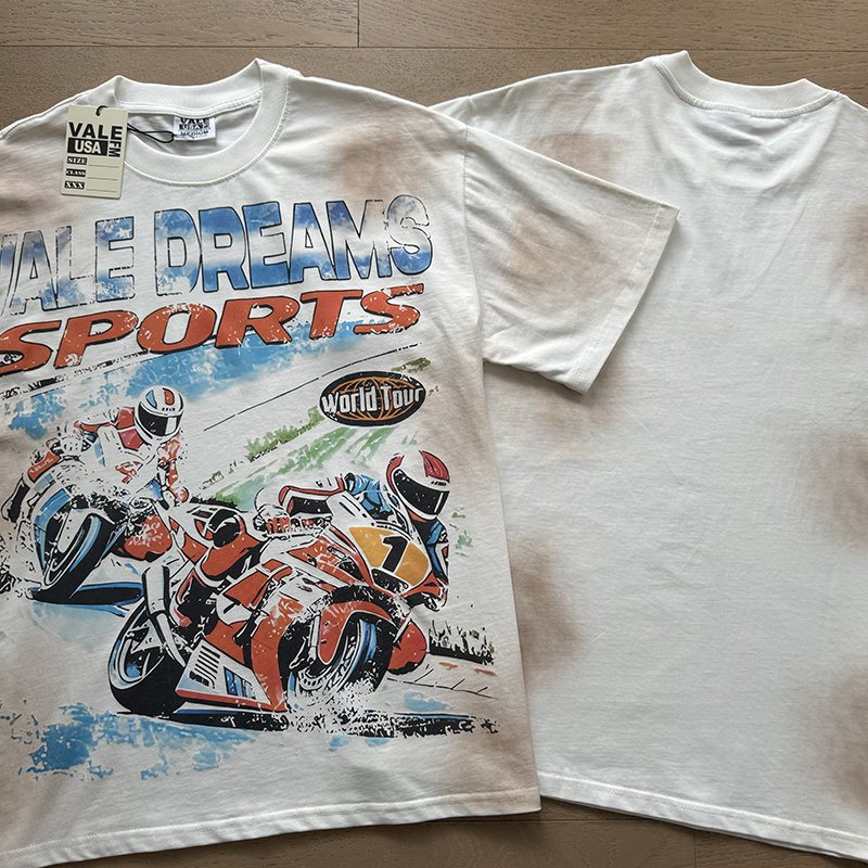 VALE USA Motorcycle Graphic Washed T-Shirt ¡ª context