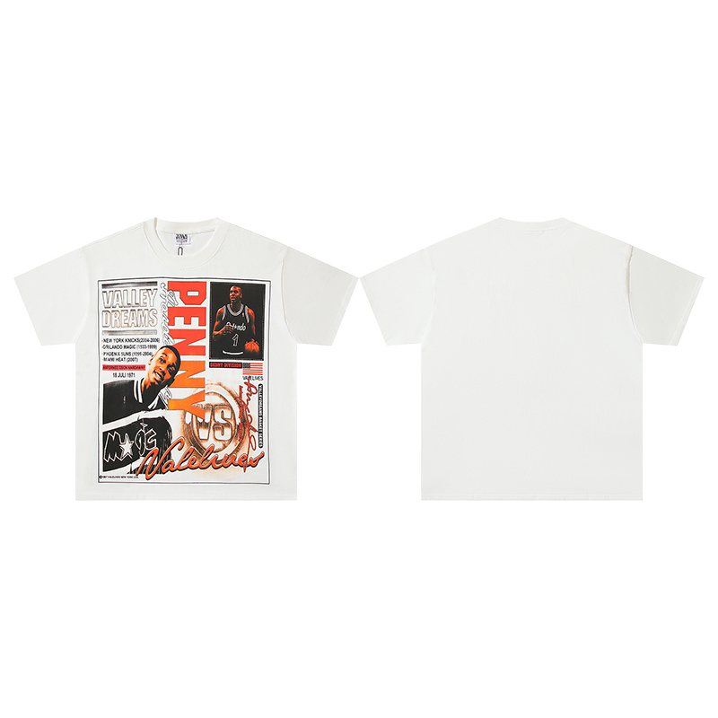 VALE USA Penny Basketball Graphic T-Shirt - White ¡ª front
