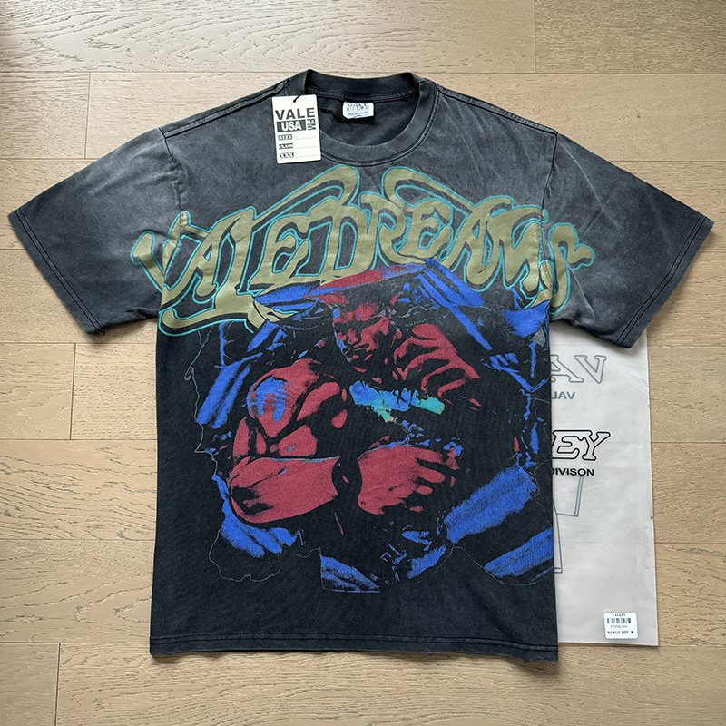 VALE USA Washed Black Front Graphic T-Shirt ¡ª context