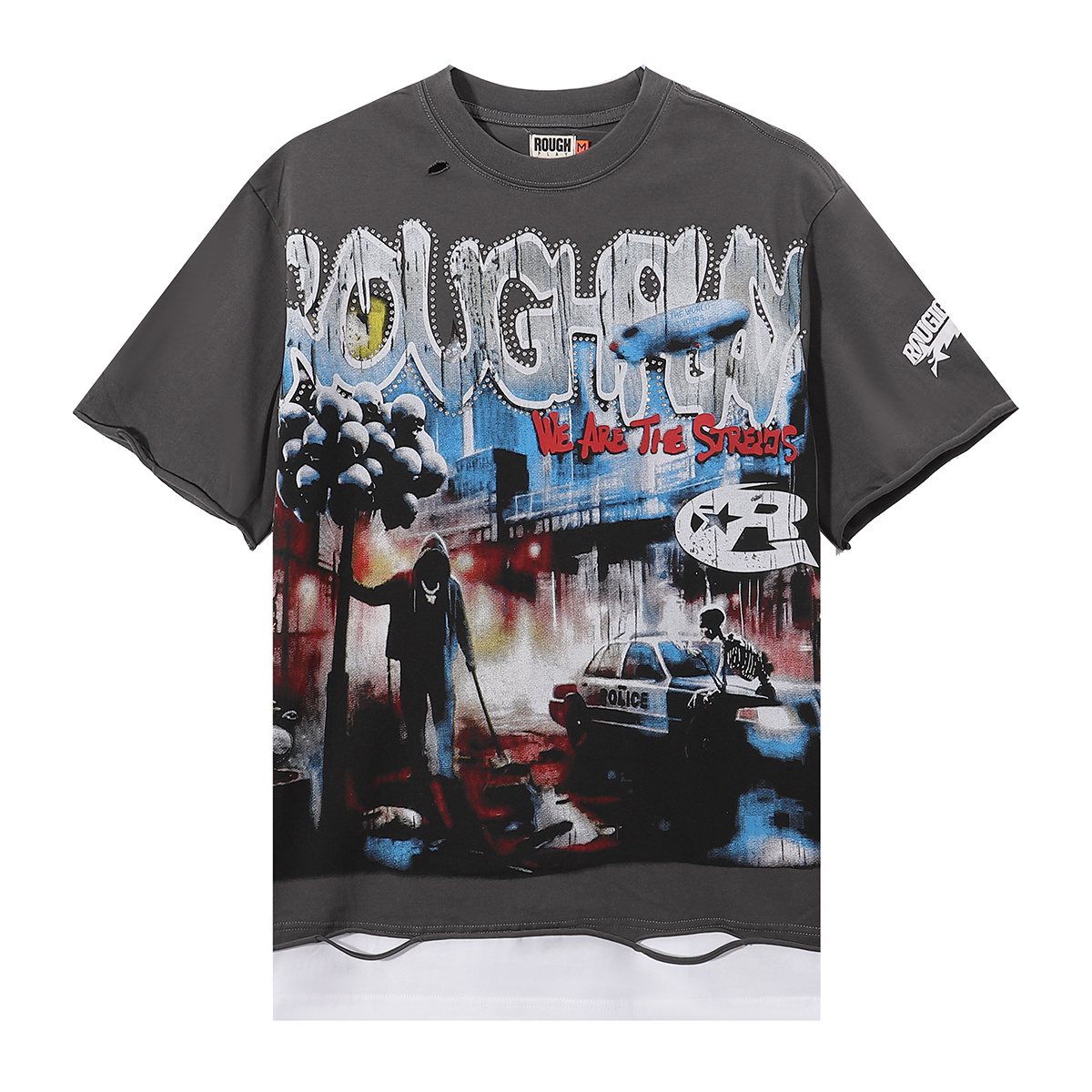 Rough Play Dark Gray Skull City Graphic T-Shirt ¡ª hero