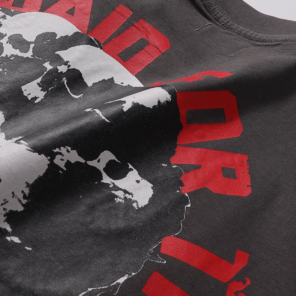 Rough Play Dark Gray Skull City Graphic T-Shirt ¡ª detail