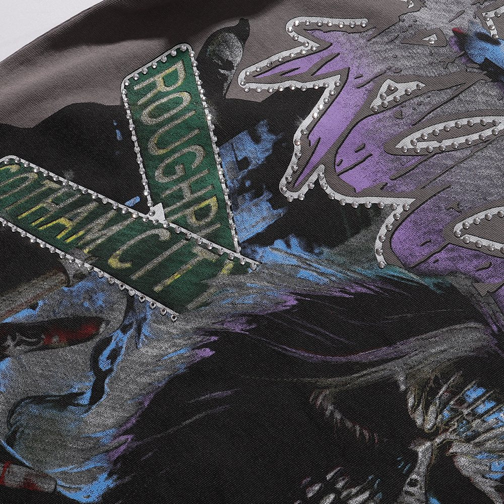 Rough Play Skeleton Rapper Graphic Short-Sleeve T-Shirt ¡ª detail