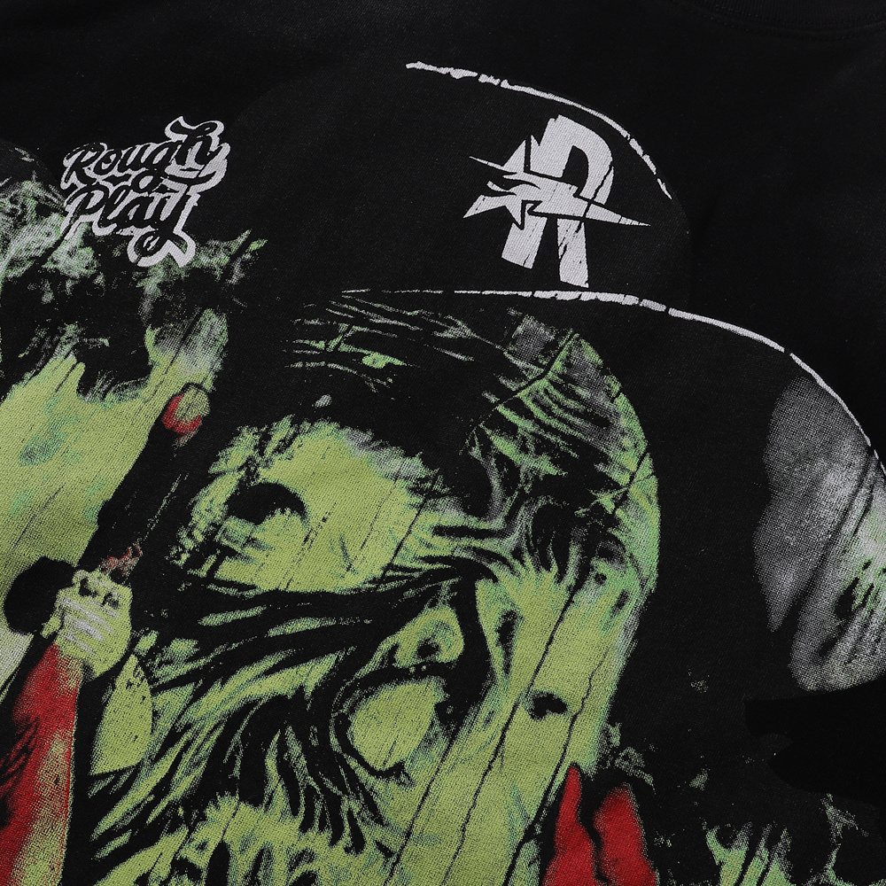 Rough Play Skeleton Graphic Distressed T-Shirt ¡ª detail