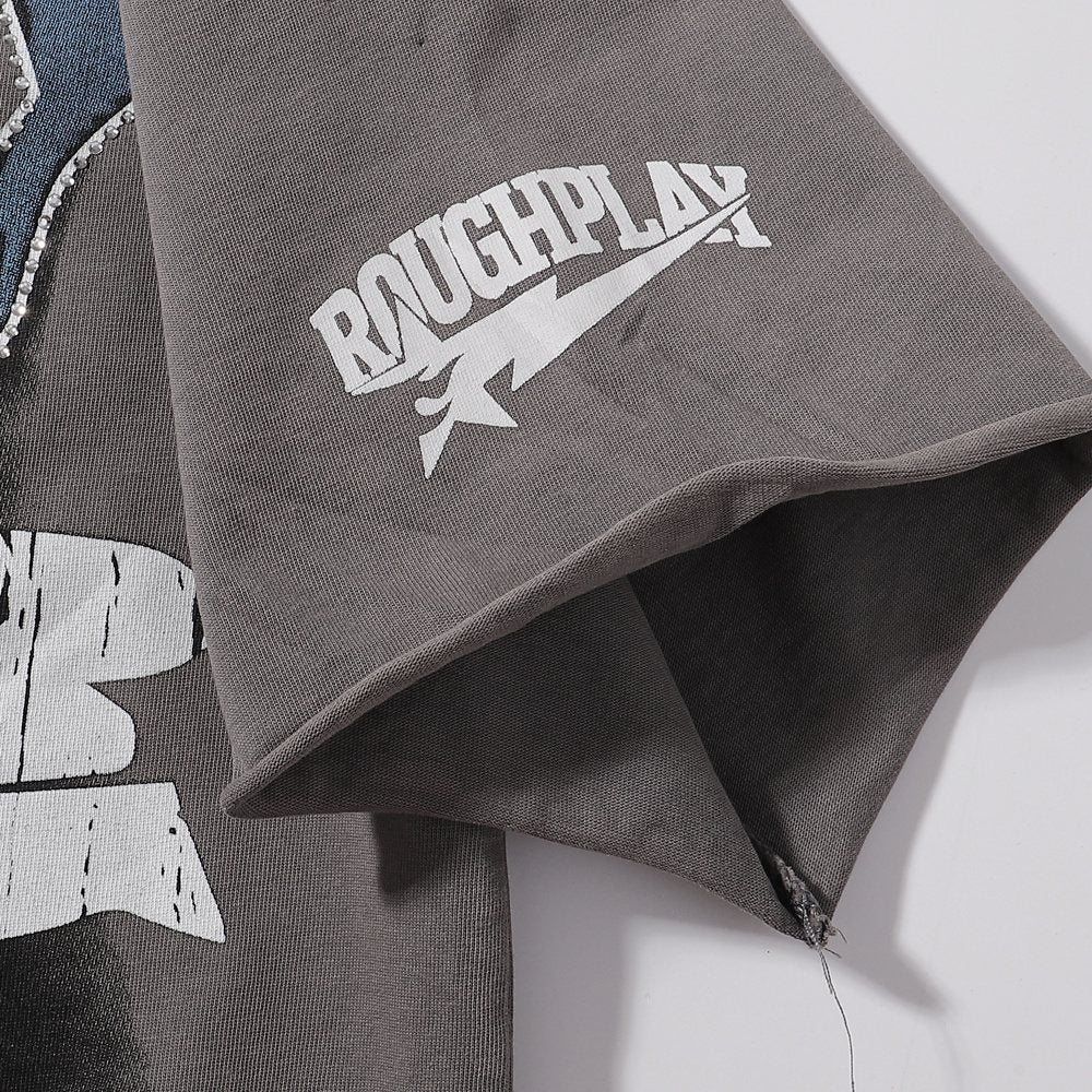 Rough Play Rock Skull Rhinestone Graphic Short-Sleeve T-Shirt ¡ª detail