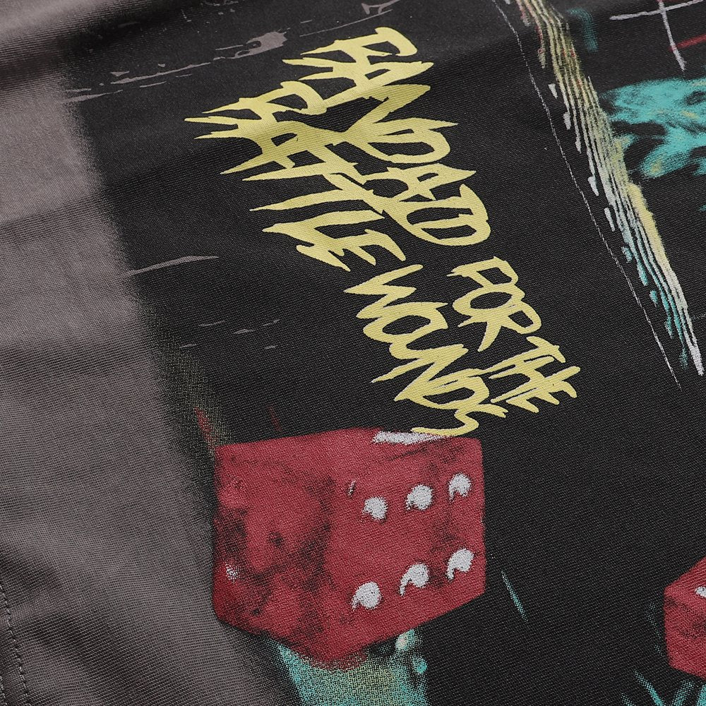 Rough Play Green Mask Dice Rhinestone Graphic T-Shirt ¡ª detail