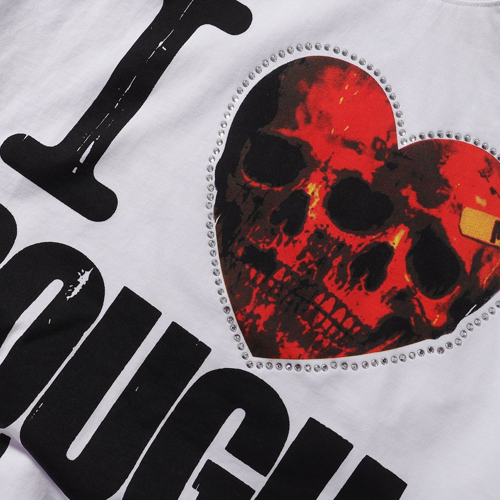 Rough Play Heart Skull Distressed Graphic T-Shirt ¡ª detail
