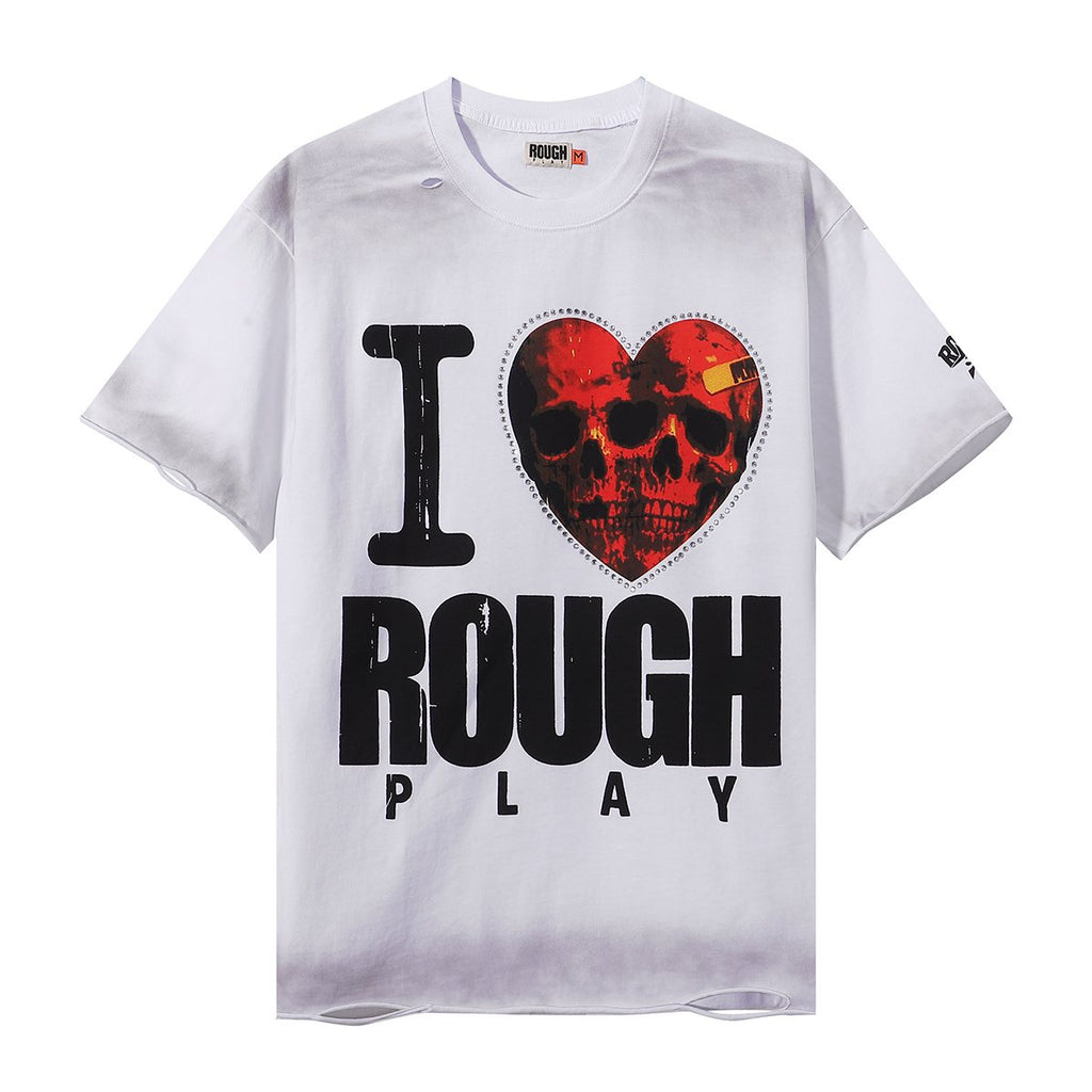 Rough Play Heart Skull Distressed Graphic T-Shirt ¡ª hero