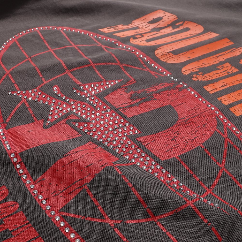 Rough Play Bunny Car Rhinestone Distressed T-Shirt ¡ª detail