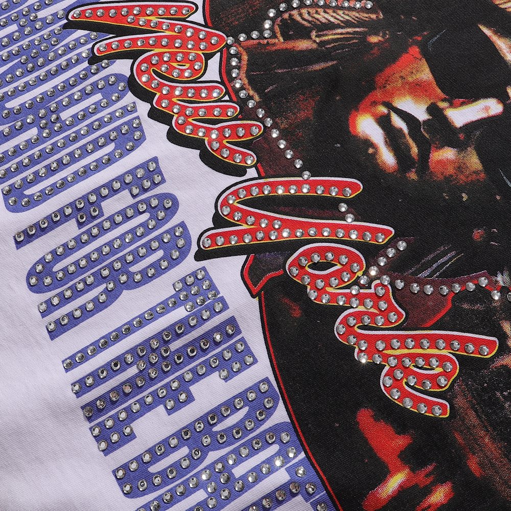 Rough Play Statue of Liberty Rhinestone Graphic T-Shirt ¡ª detail