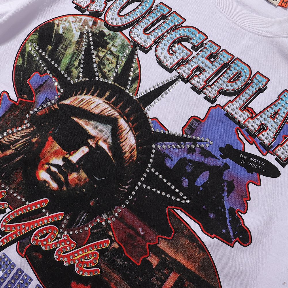 Rough Play Statue of Liberty Rhinestone Graphic T-Shirt ¡ª detail