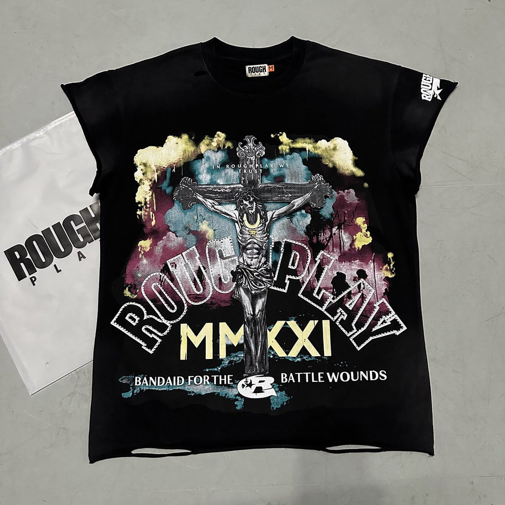 Rough Play Skeleton Cross Rhinestone Sleeveless T-Shirt ¡ª context