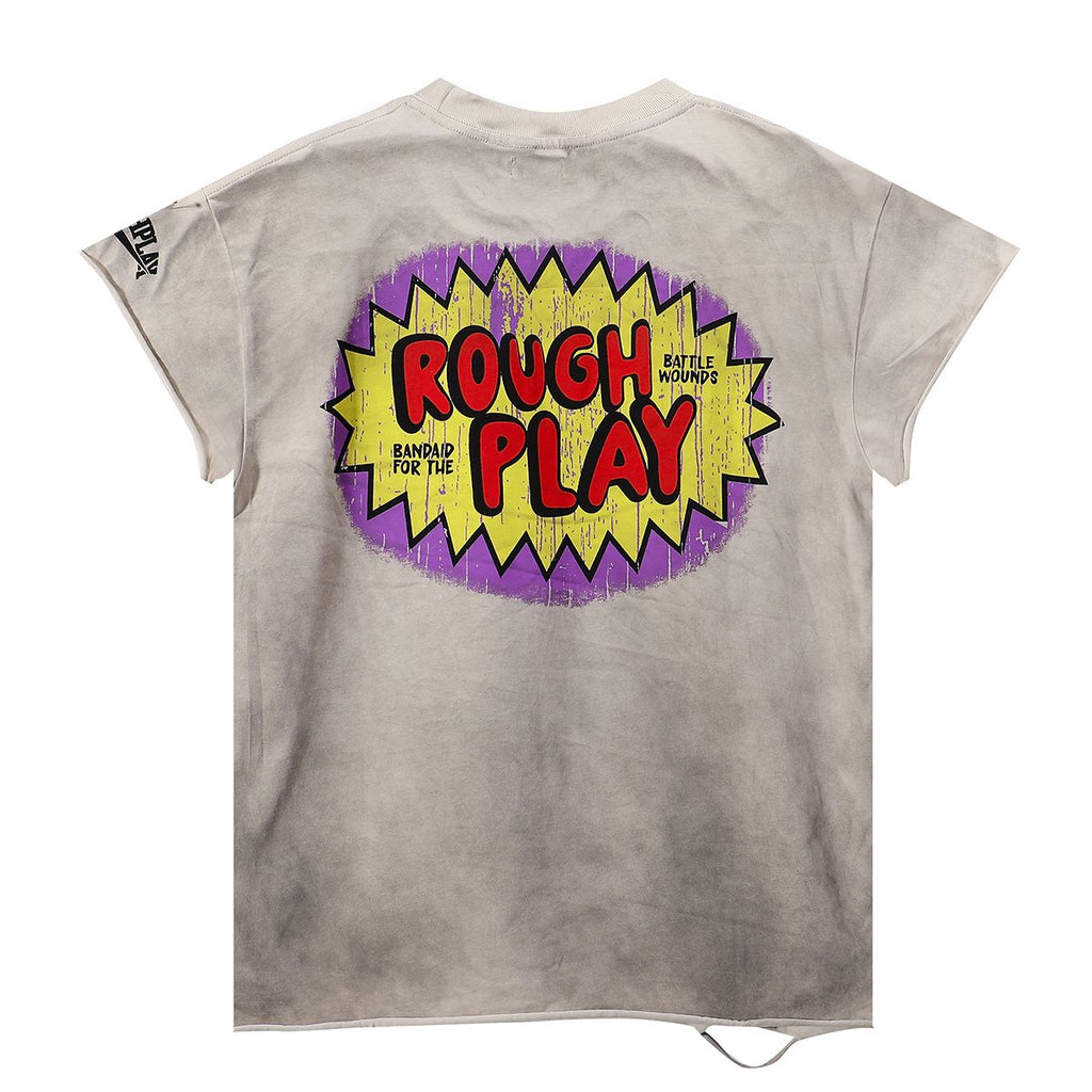 Rough Play Rhinestone Cartoon Graphic Distressed T-Shirt ¡ª back