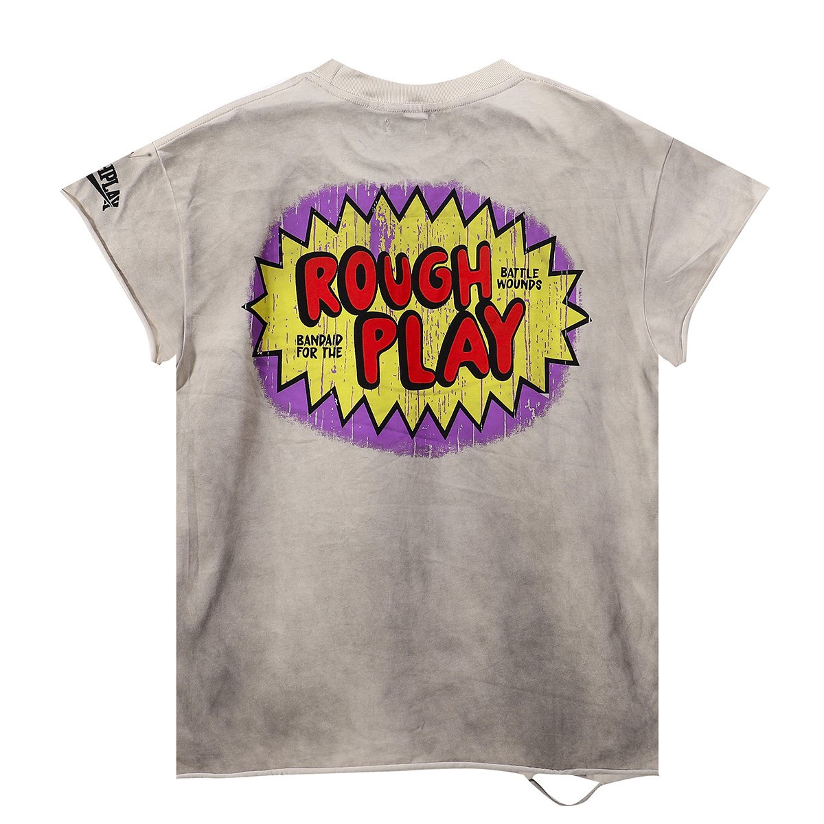 Rough Play Rhinestone Cartoon Graphic Distressed T-Shirt ¡ª back