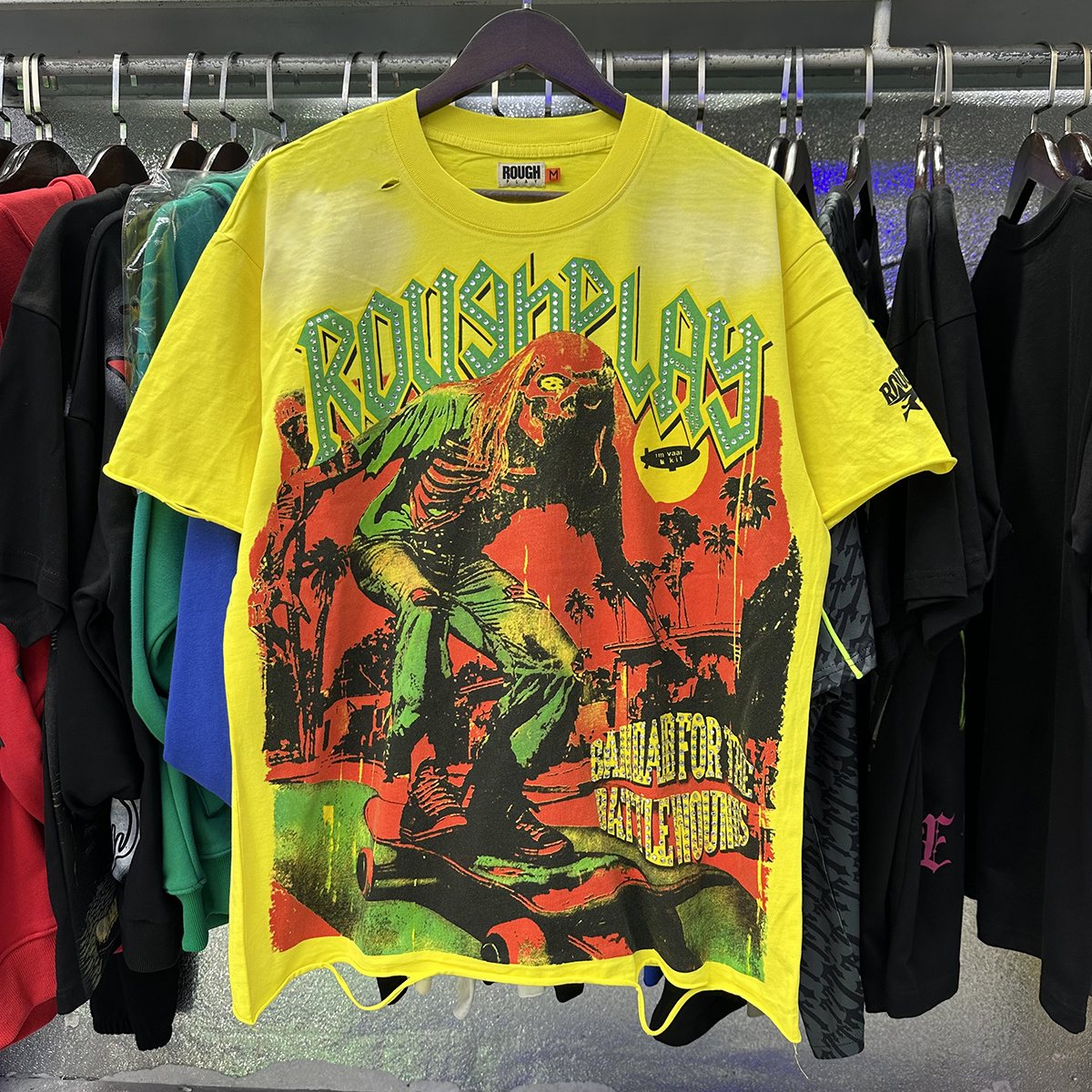 Rough Play Skate Skeleton Yellow Graphic T-Shirt ¡ª context