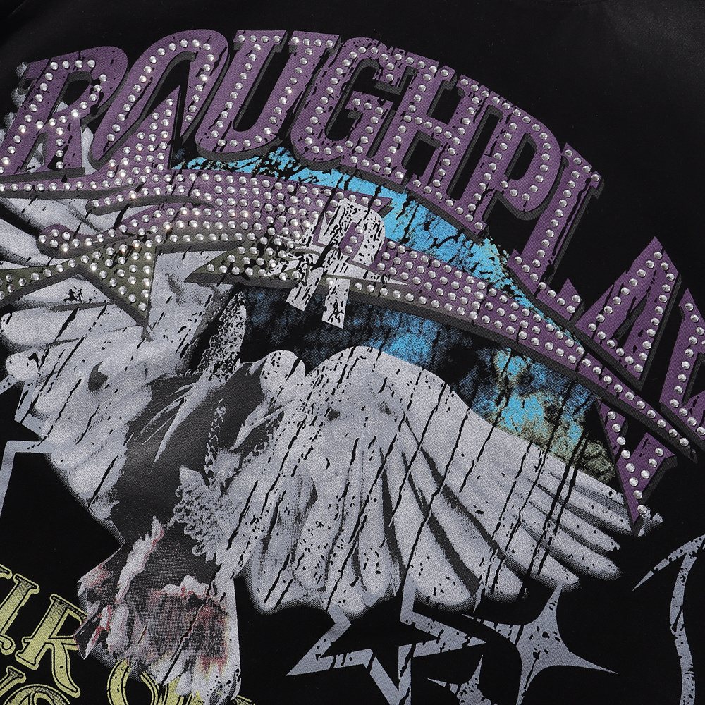 Rough Play World Tour Rhinestone Washed Sleeveless T-Shirt ¡ª detail