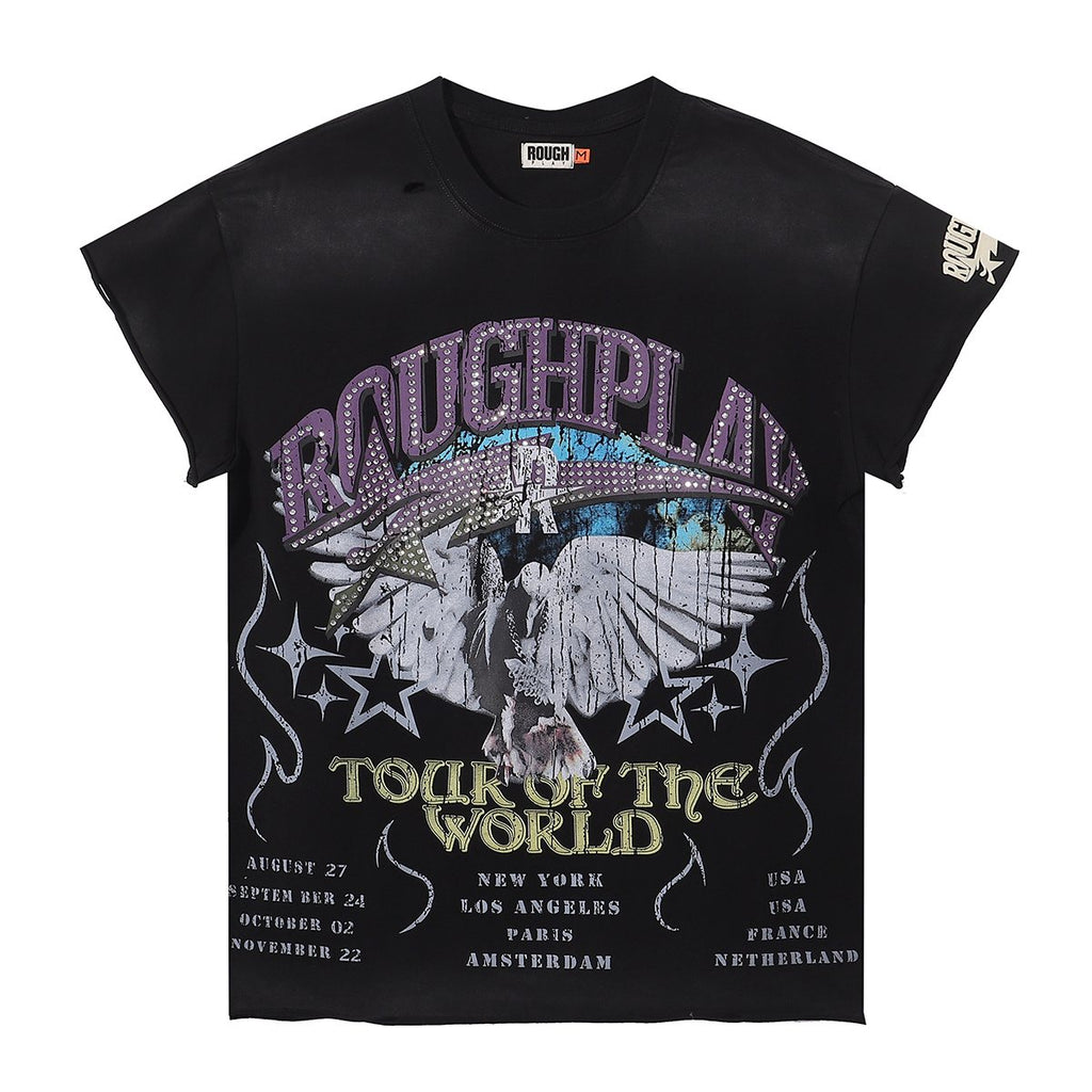 Rough Play World Tour Rhinestone Washed Sleeveless T-Shirt ¡ª hero