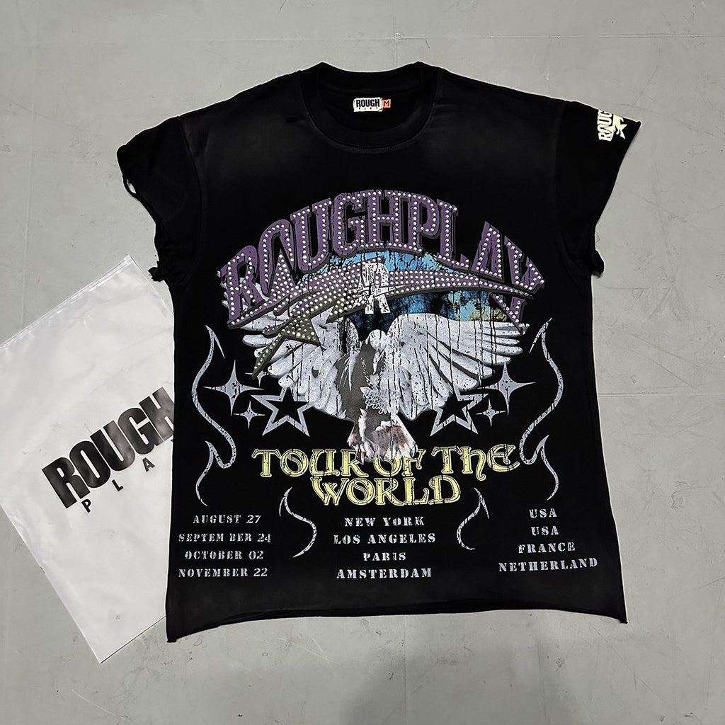Rough Play World Tour Rhinestone Washed Sleeveless T-Shirt ¡ª context
