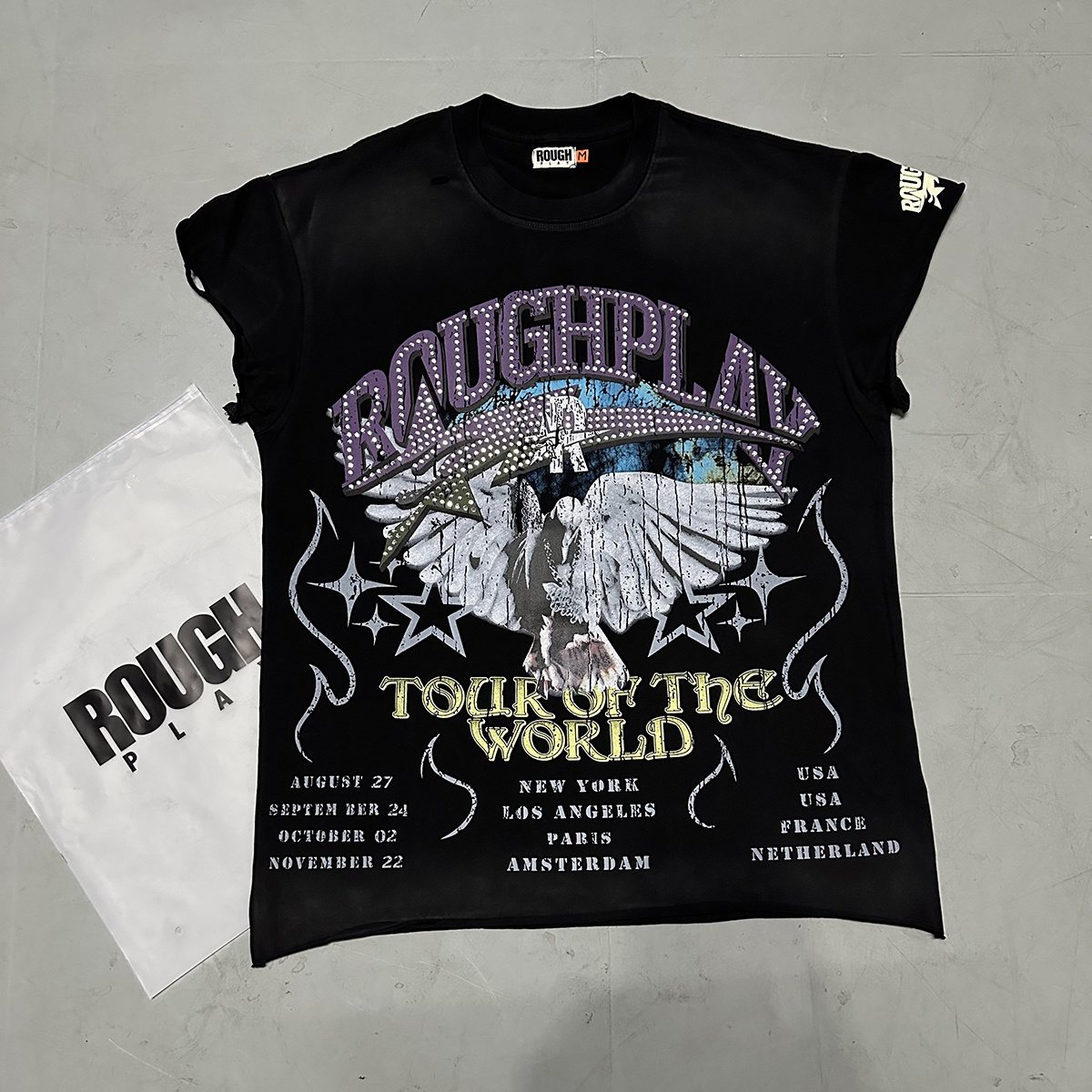 Rough Play World Tour Rhinestone Washed Sleeveless T-Shirt ¡ª context