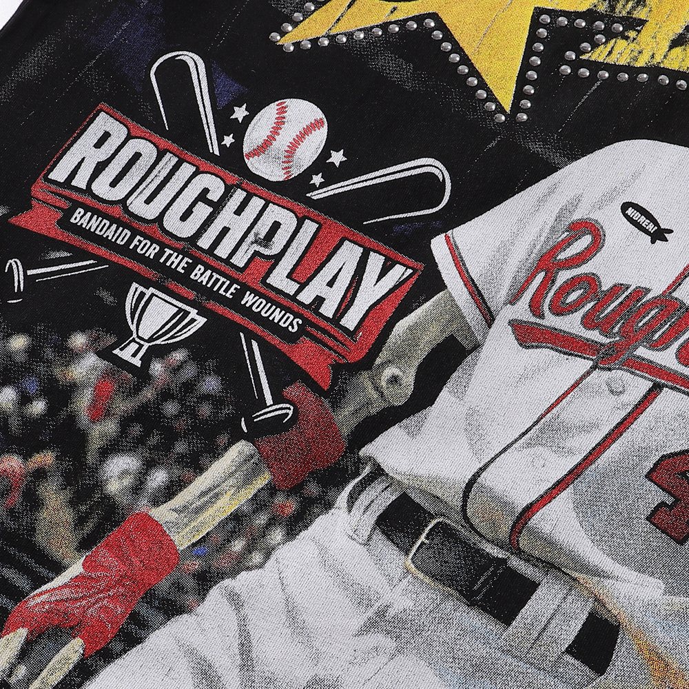 Rough Play Skeleton Baseball Graphic T-Shirt ¡ª detail
