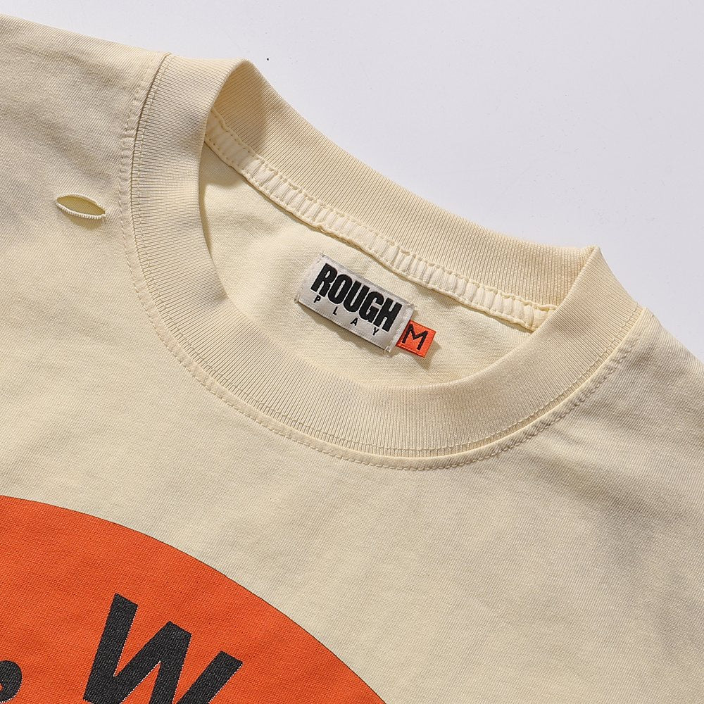 Rough Play Jesus Graphic Distressed Washed T-Shirt ¡ª neck_label