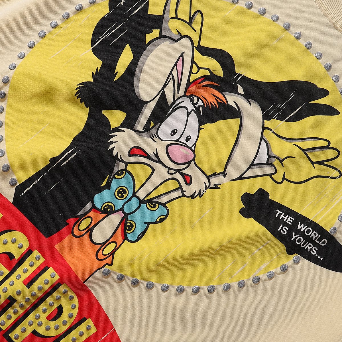 Rough Play Rabbit Graphic Distressed T-Shirt ¡ª detail