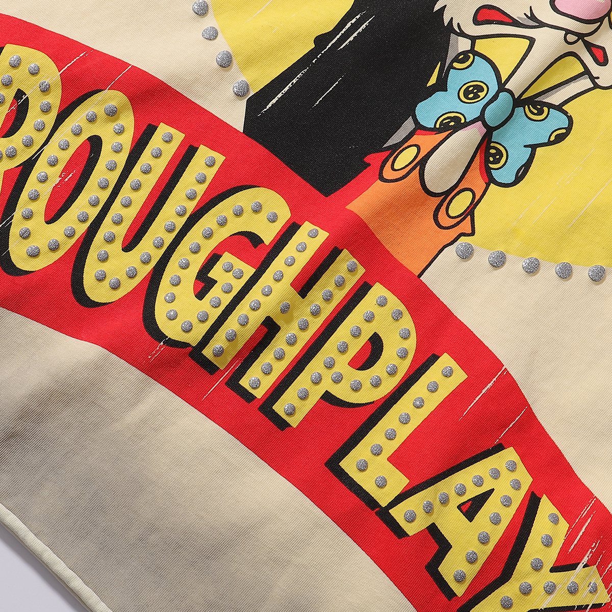 Rough Play Rabbit Graphic Distressed T-Shirt ¡ª detail