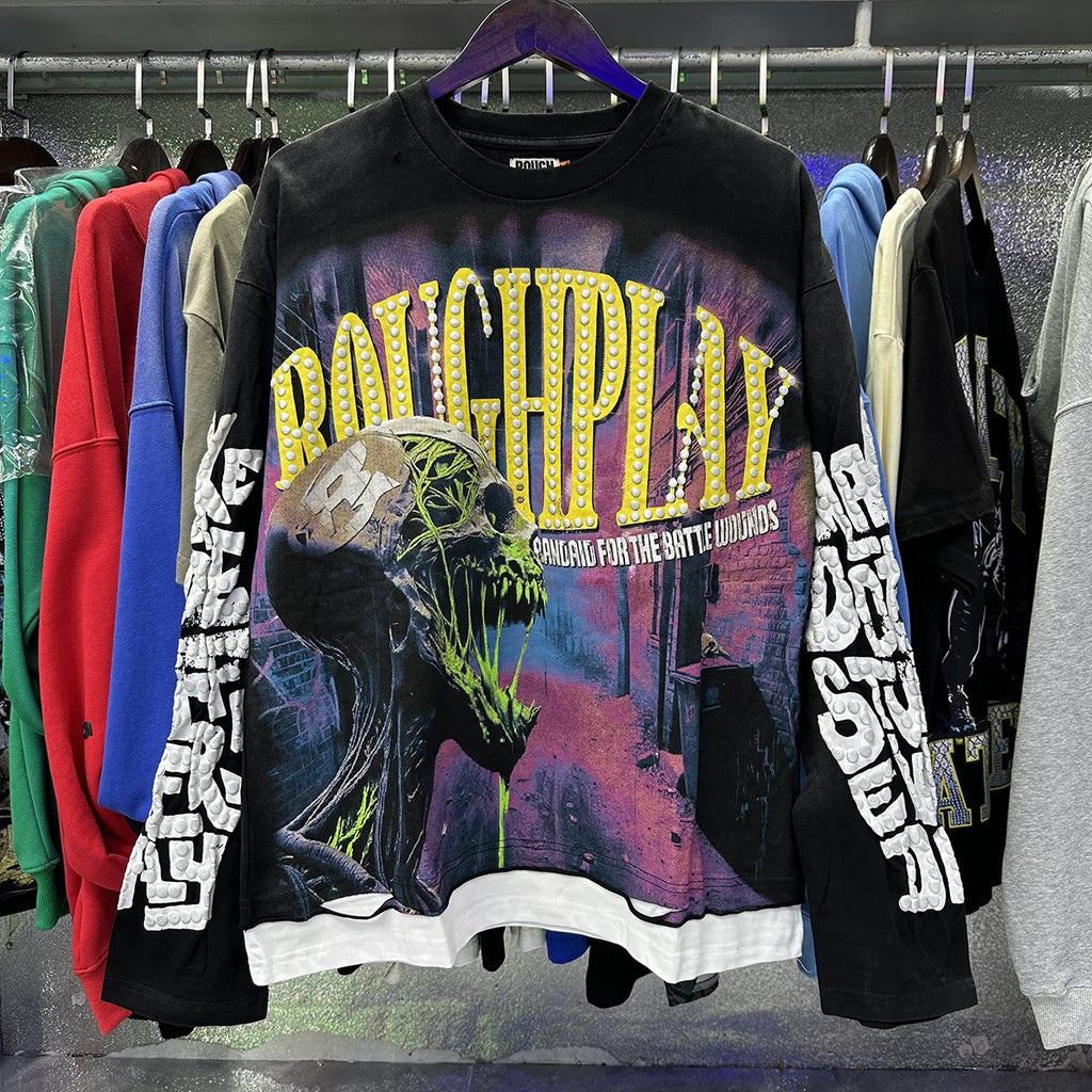 Rough Play Slime Skull Graphic Long-Sleeve T-Shirt ¡ª context