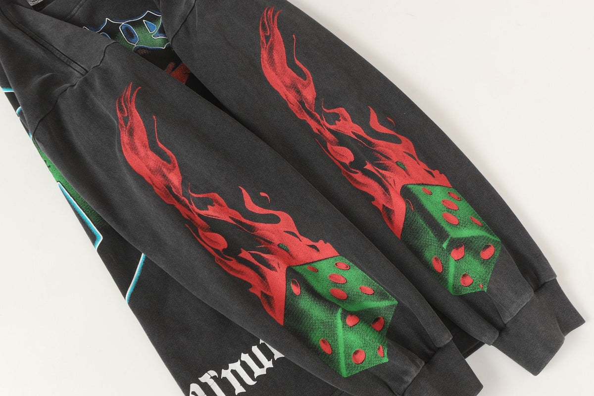 Godspeed Washed Black Casino Skull Long-Sleeve T-Shirt ¡ª detail