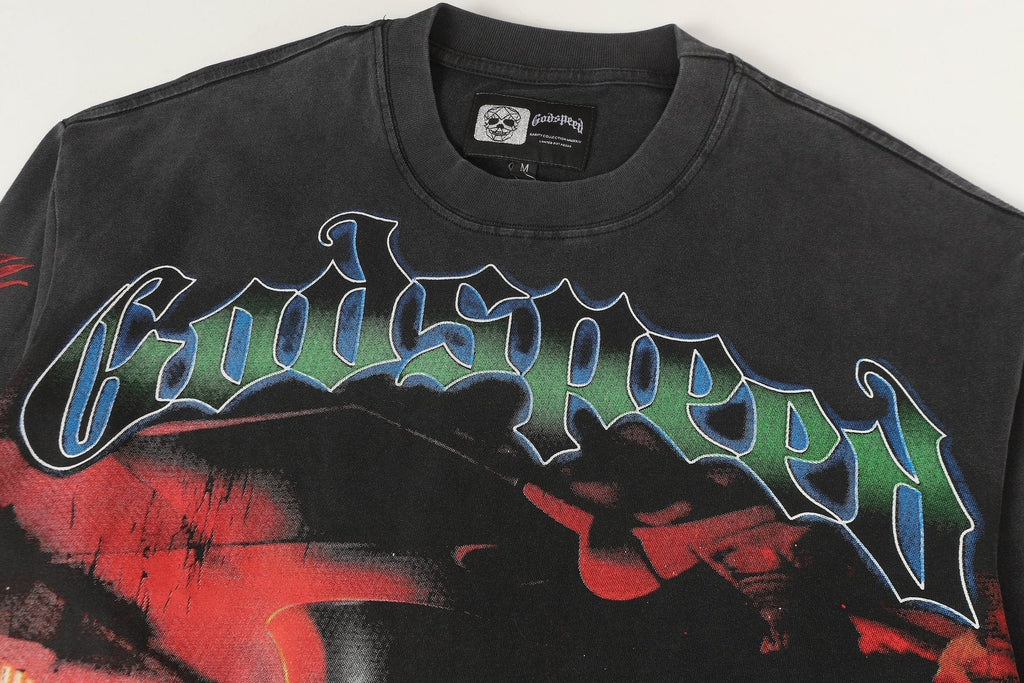 Godspeed Washed Black Casino Skull Long-Sleeve T-Shirt ¡ª detail