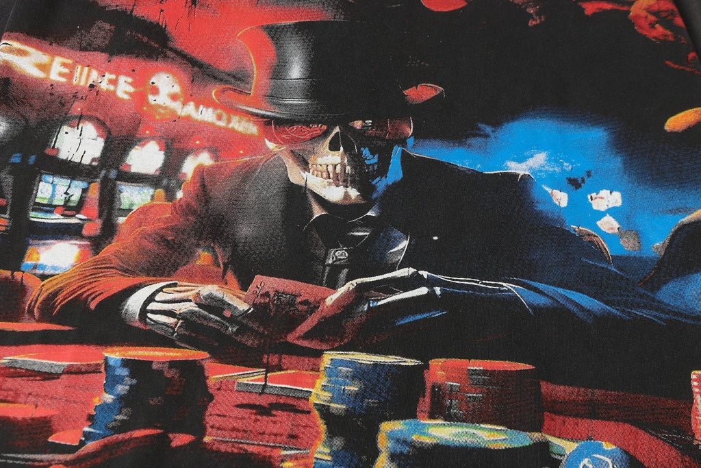 Godspeed Washed Black Casino Skull Long-Sleeve T-Shirt ¡ª detail
