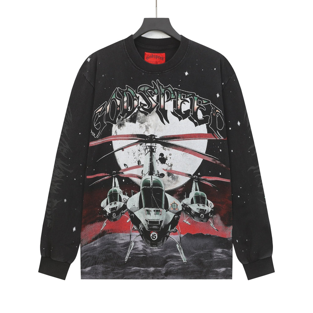 Godspeed Washed Black Rock Graphic Long-Sleeve T-Shirt ¡ª hero