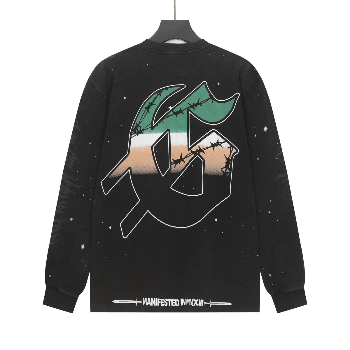 Godspeed Washed Black Rock Graphic Long-Sleeve T-Shirt ¡ª back
