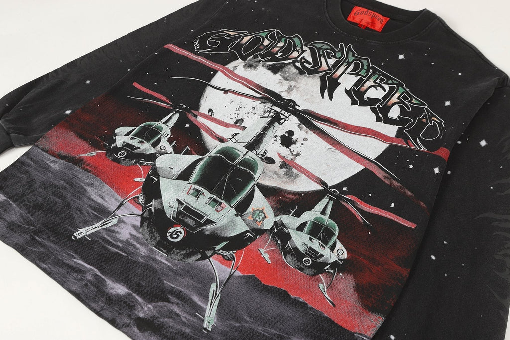 Godspeed Washed Black Rock Graphic Long-Sleeve T-Shirt ¡ª detail