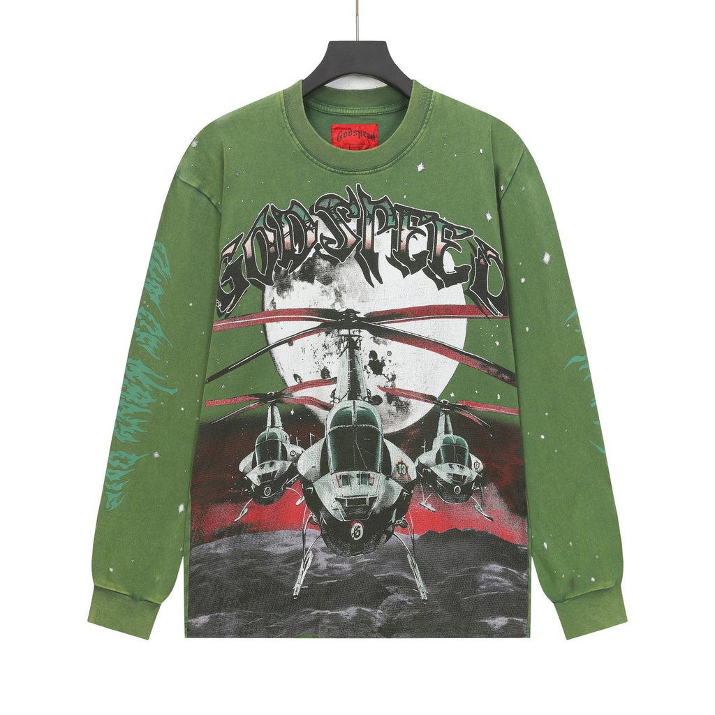 Godspeed Washed Olive Aircraft Graphic Long-Sleeve T-Shirt ¡ª hero