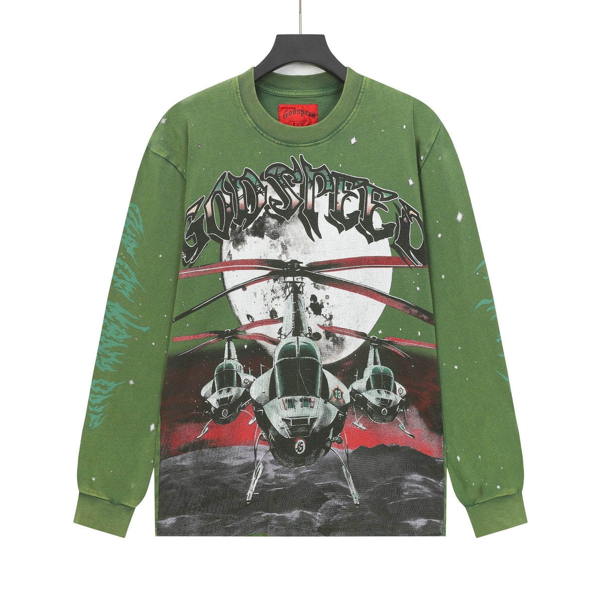 Godspeed Washed Olive Aircraft Graphic Long-Sleeve T-Shirt ¡ª hero