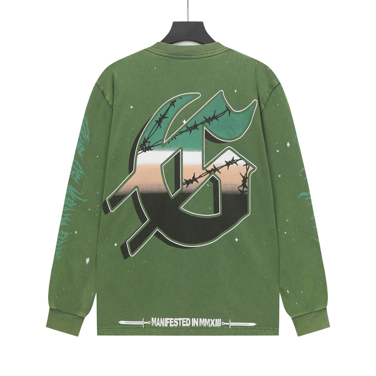 Godspeed Washed Olive Aircraft Graphic Long-Sleeve T-Shirt ¡ª back