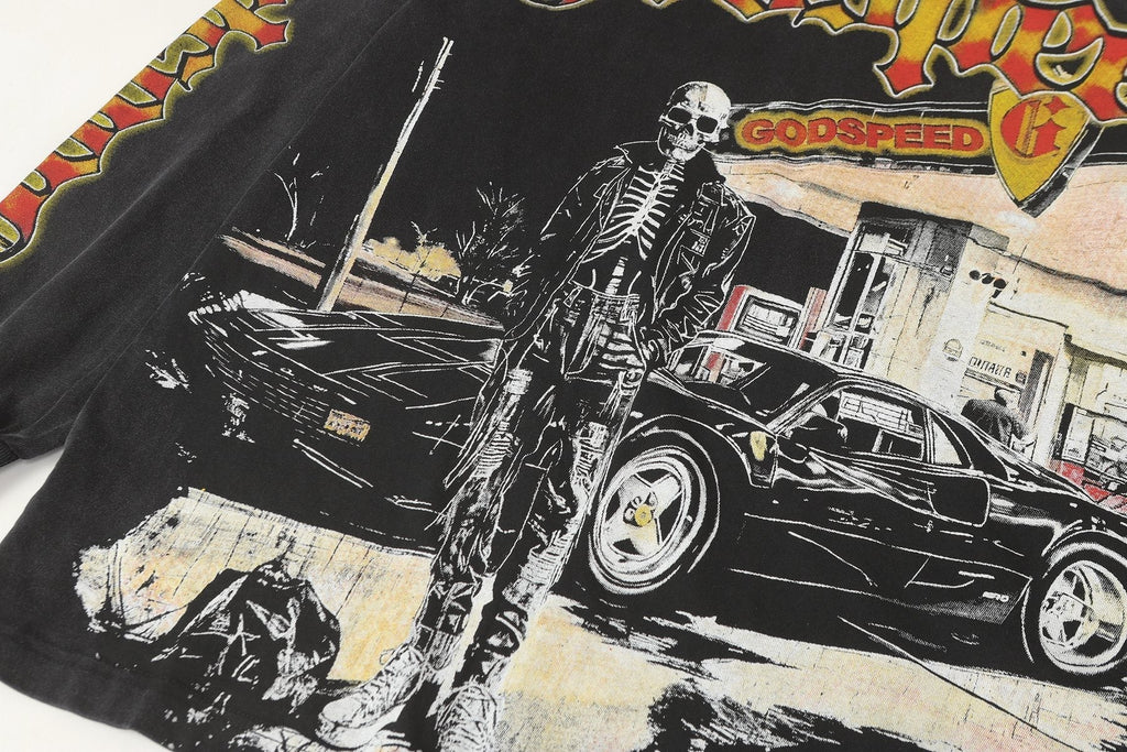 Godspeed Washed Black Rock Graphic Long-Sleeve T-Shirt ¡ª detail