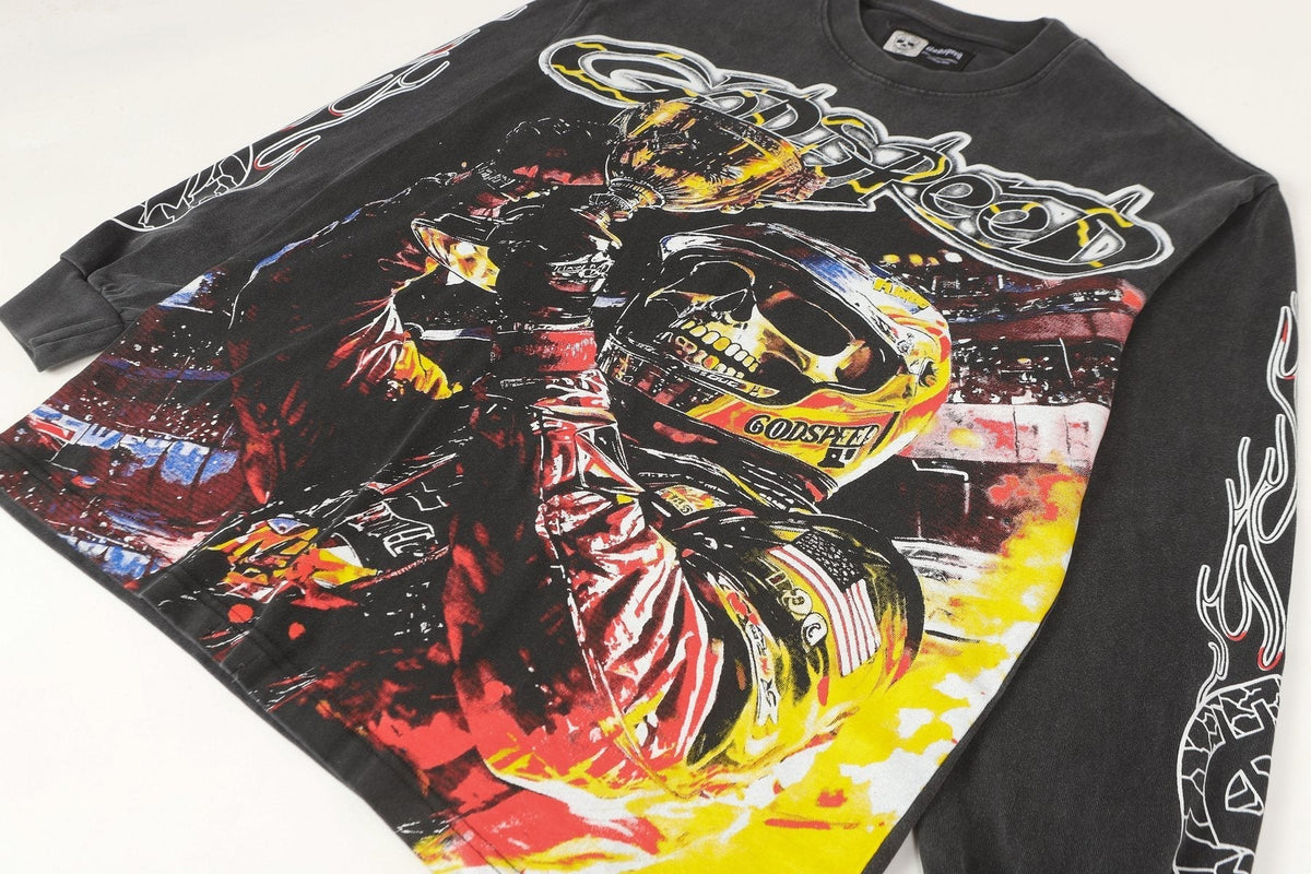 Godspeed Racing Skull Graphic Long-Sleeve T-Shirt ¡ª detail