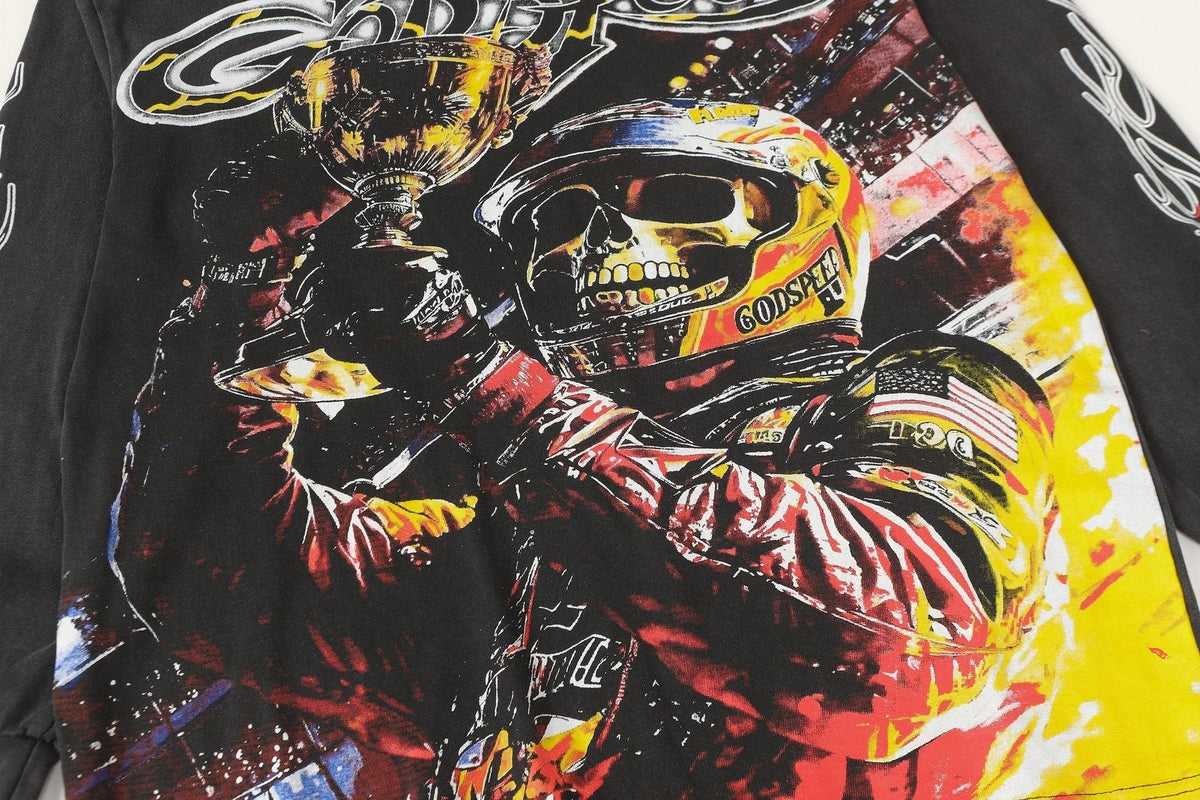 Godspeed Racing Skull Graphic Long-Sleeve T-Shirt ¡ª detail